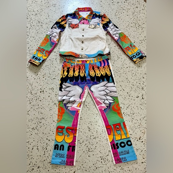 MNML Multicolor Graphic Blazer and Pants Set